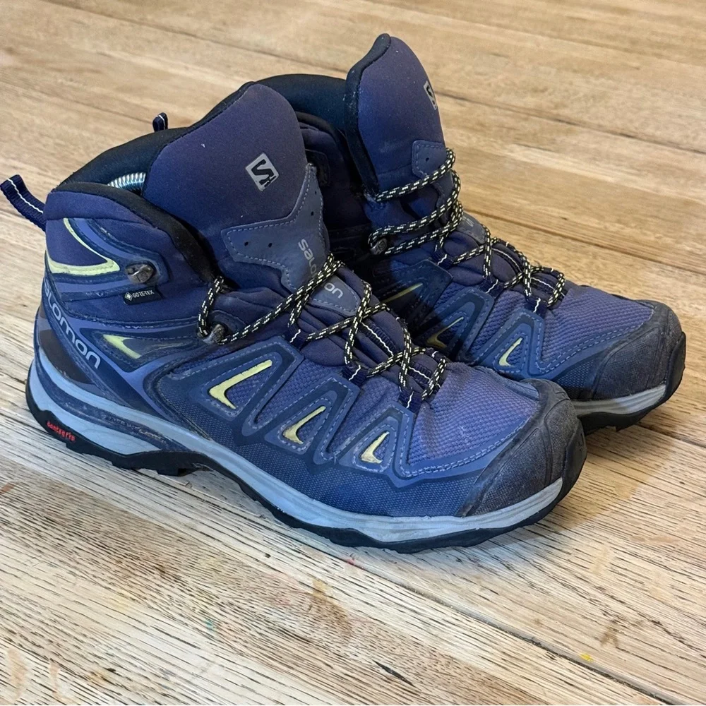 Salomon X Ultra 3 Mid Top‎ GTX Womens 9 Blue Hiking Boots 398691 READ